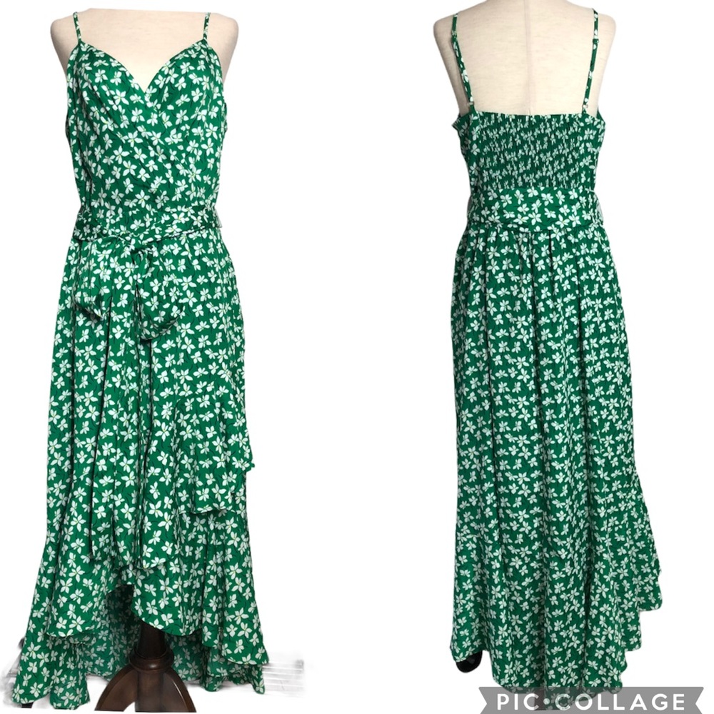 Eliza J. Frilly Floral High-Lo Wrap Maxi D…